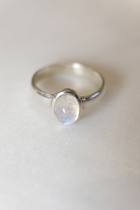 Regenbogen-Mondstein | Ring | Silber