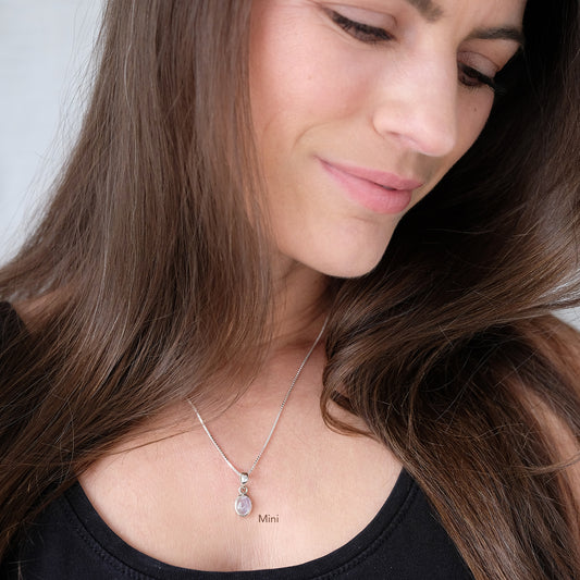 "Selene" S/XS/Mini Regenbogen-Mondstein | Venezianerkette | Silber