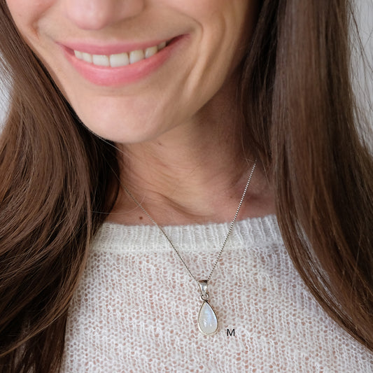 "Nova" M/L Regenbogen-Mondstein | Venezianerkette | Silber