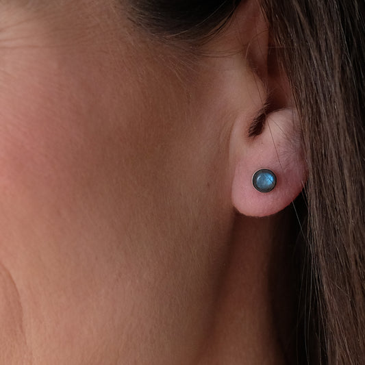 "Luna Dots" Labradorit | Ohrstecker | Silber