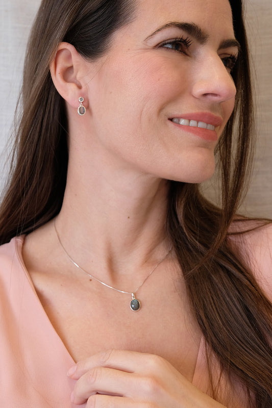 "Selene Luna" Labradorit | Ohrstecker | Silber