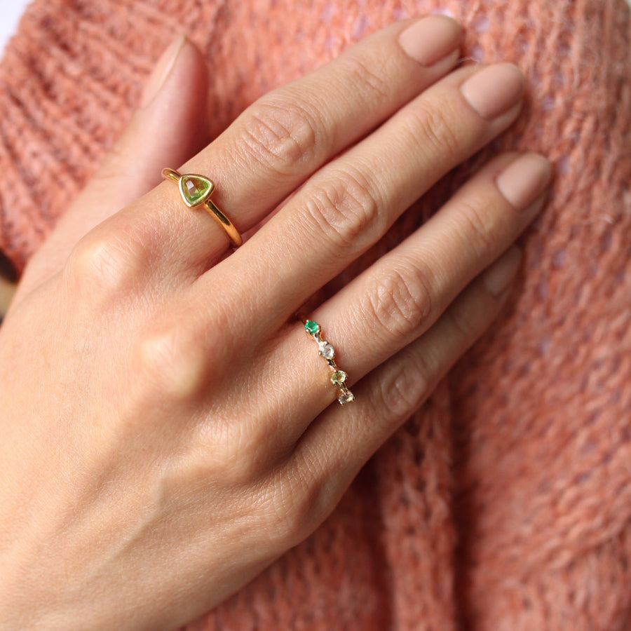 "Lumina" Labradorit, grüner Onyx & Olivin | Ring | Gold - Einzelstück Größe 54