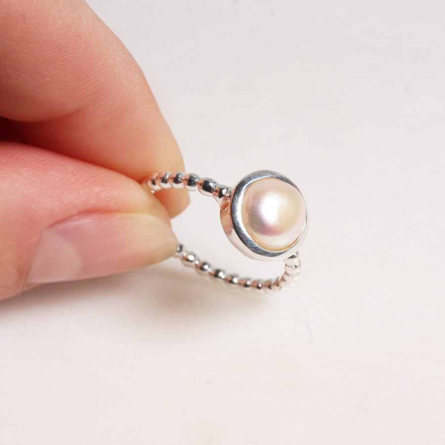 Perle | Kugelring | Silber - Einzelstück Größe 54
