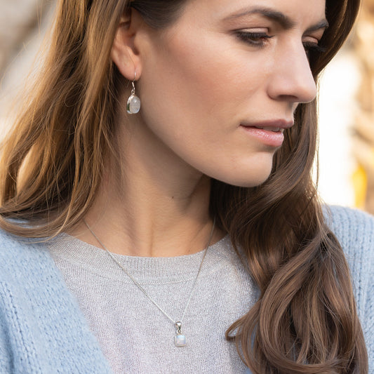 "Celeste" S Regenbogen-Mondstein | Venezianerkette | Silber