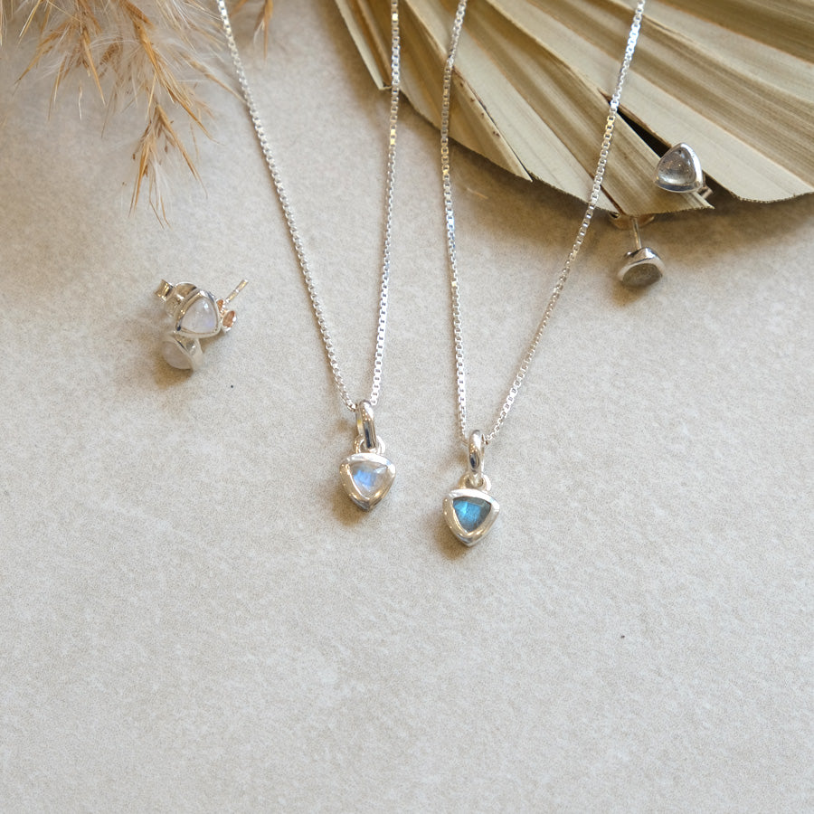 "Eclipse" Regenbogen-Mondstein | Venezianerkette | Silber