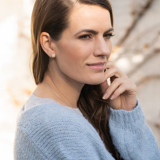 "Luna" Regenbogen-Mondstein | Ohrstecker | Silber