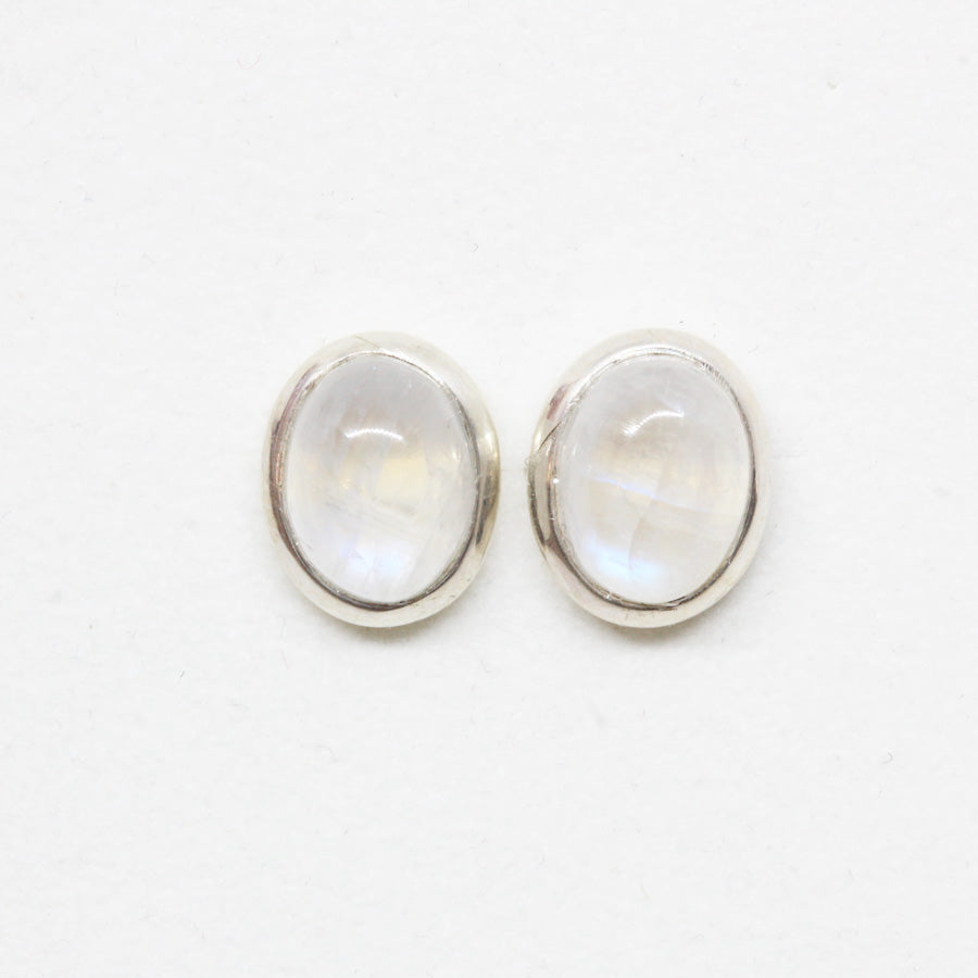 "Selene" Regenbogen-Mondstein | Ohrstecker | Silber