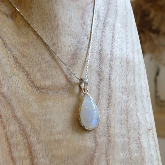 "Nova" XL Regenbogen-Mondstein | Venezianerkette | Silber