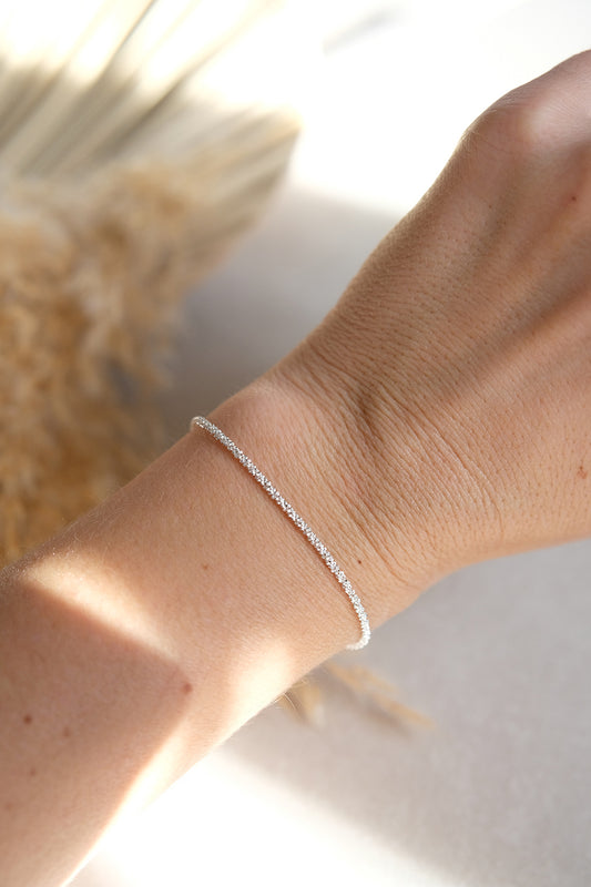 Diamantiertes Glitzerarmkettchen | Silber