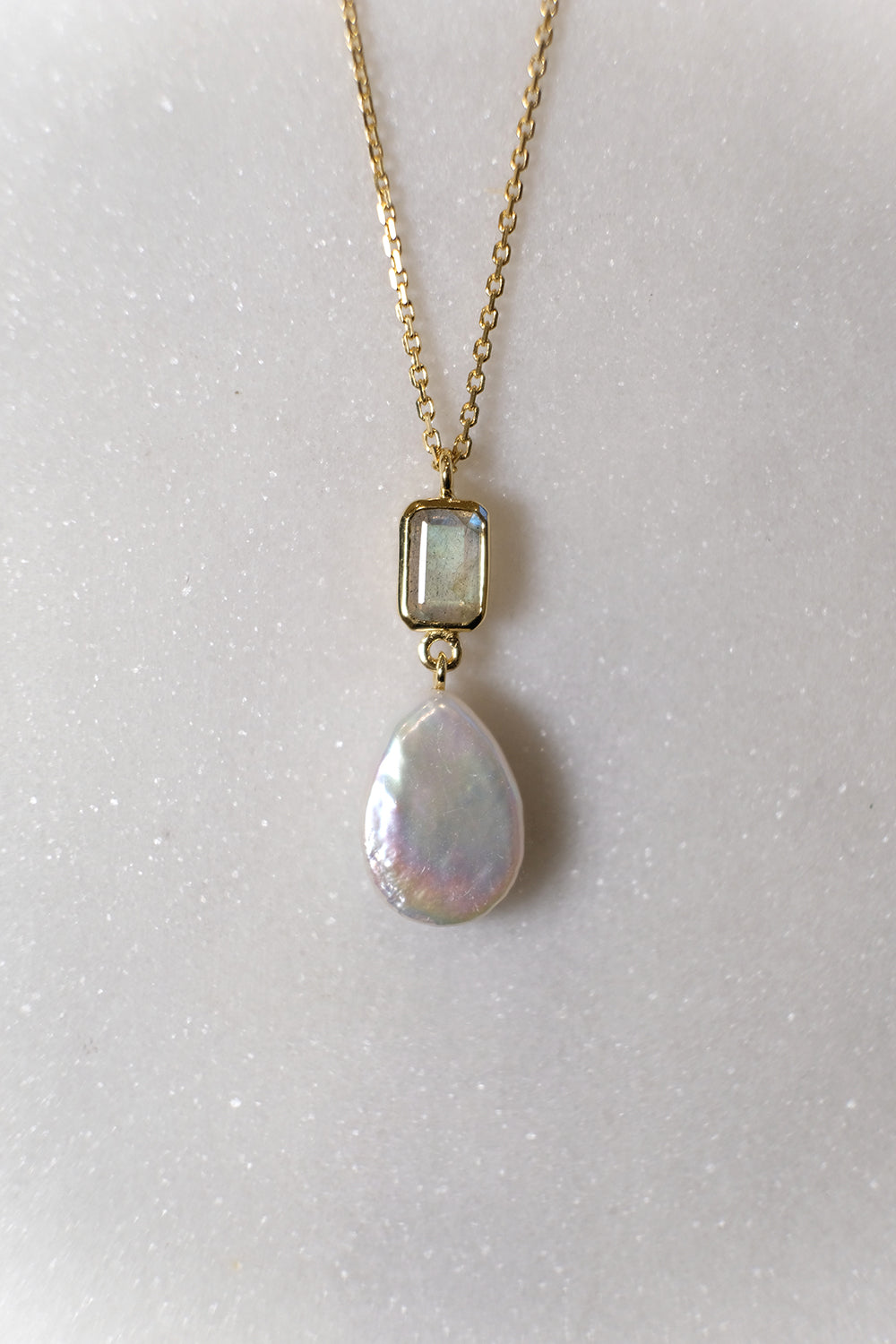 "Celeste Pearl" Labradorit | Halskette | Gold