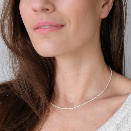 Diamantierte Glitzerkette | Silber