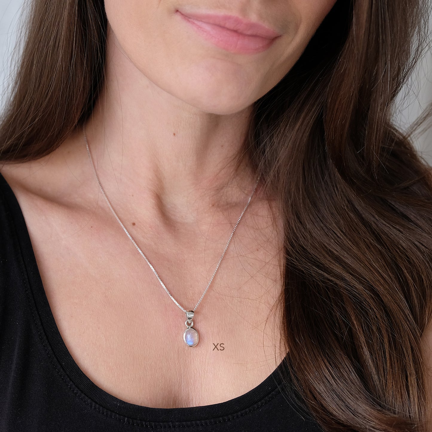 "Selene" S/XS/Mini Regenbogen-Mondstein | Venezianerkette | Silber