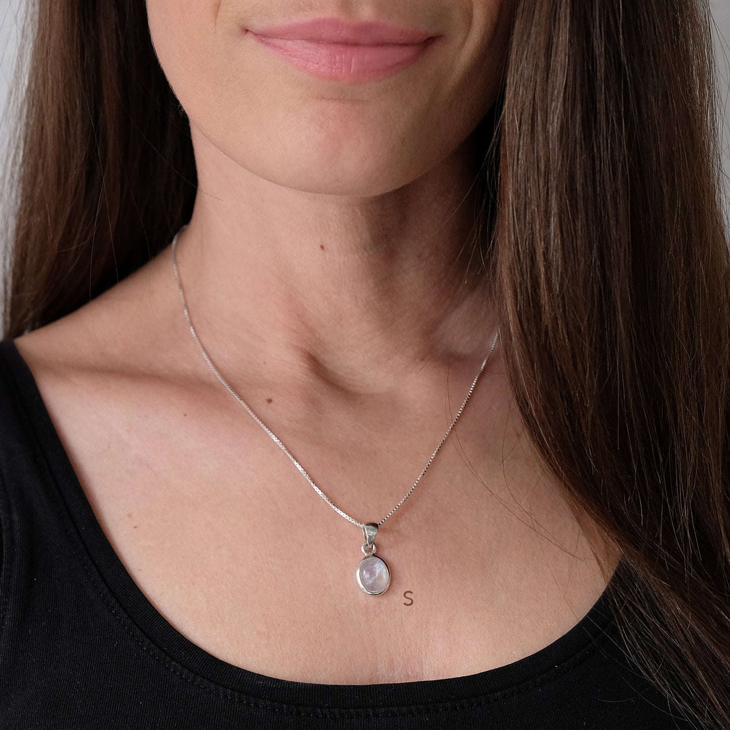 "Selene" S/XS/Mini Regenbogen-Mondstein | Venezianerkette | Silber