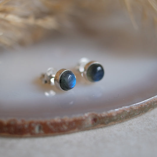 "Luna Dots" Labradorit | Ohrstecker | Silber
