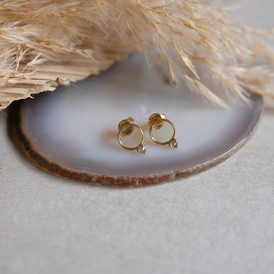 "Luna Soleil" Lemonquarz & Labradorit | Ohrstecker | Gold