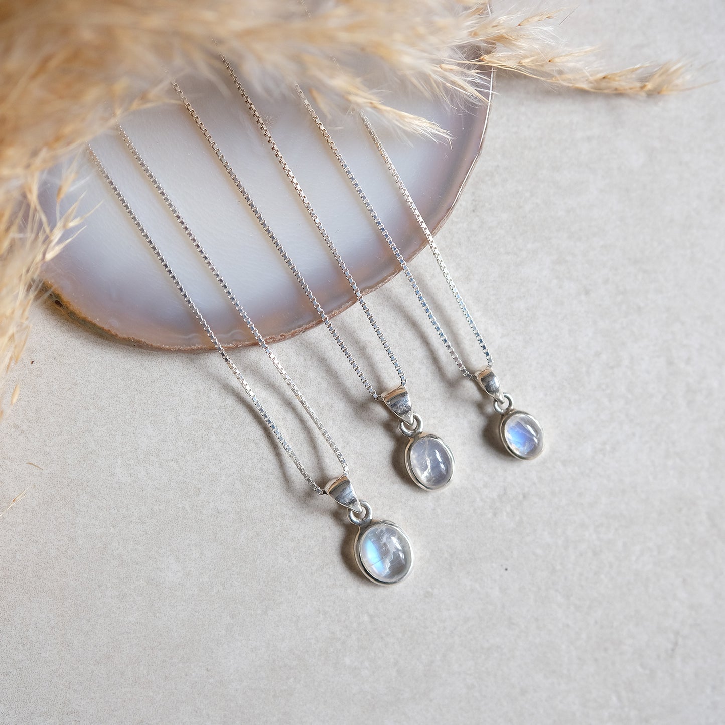 "Selene" S/XS/Mini Regenbogen-Mondstein | Venezianerkette | Silber