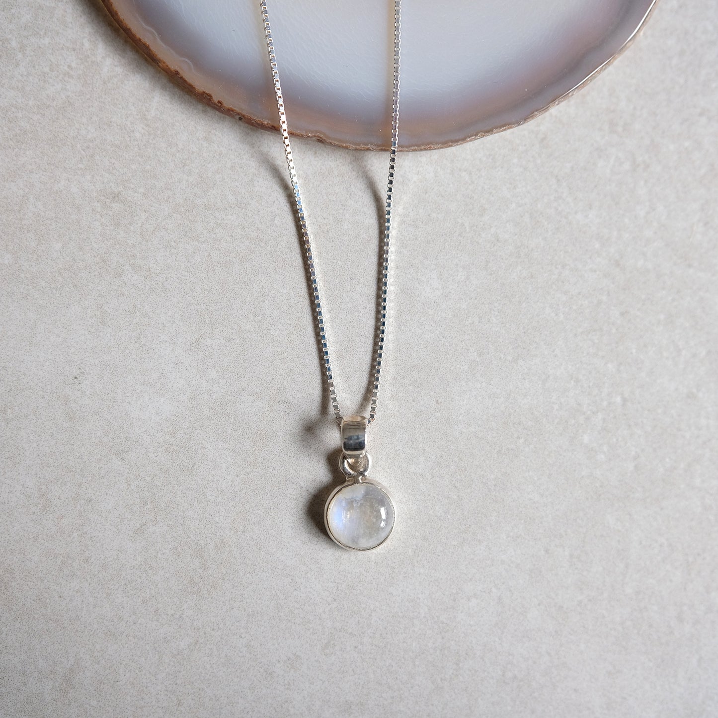 "Luna" Regenbogen-Mondstein | Venezianerkette | Silber