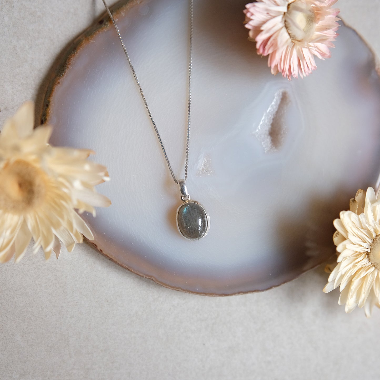 "Selene Fine" Labradorit | extrafeine Venezianerkette | Silber