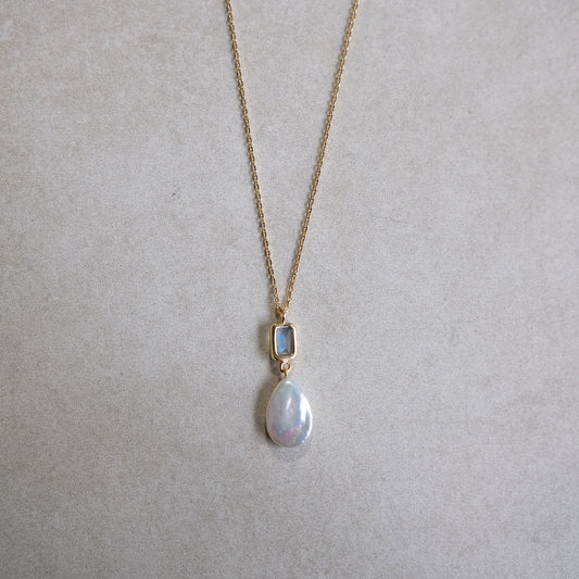 "Celeste Pearl" Labradorit | Halskette | Gold