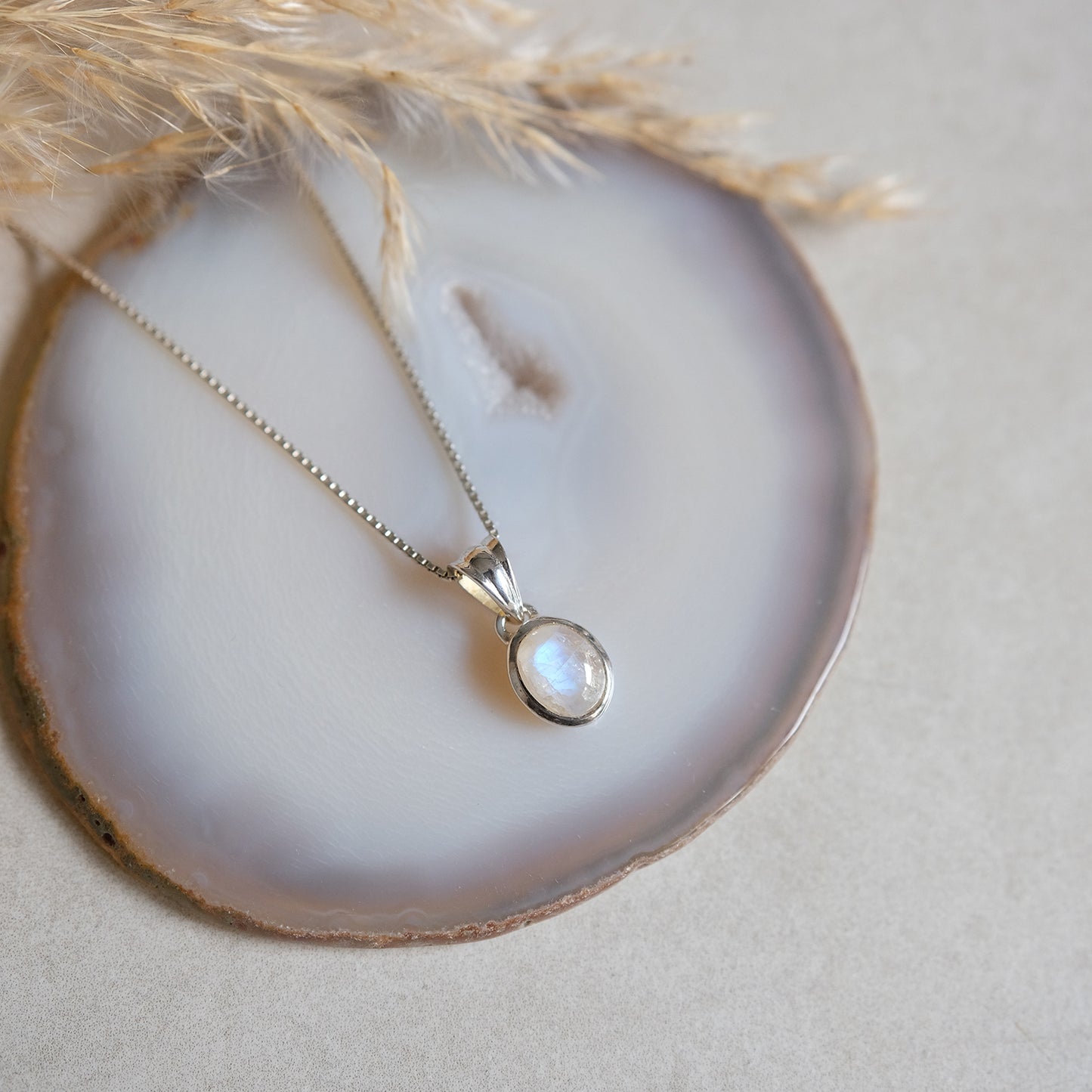 "Selene Grace" Regenbogen-Mondstein | Venezianerkette | Silber