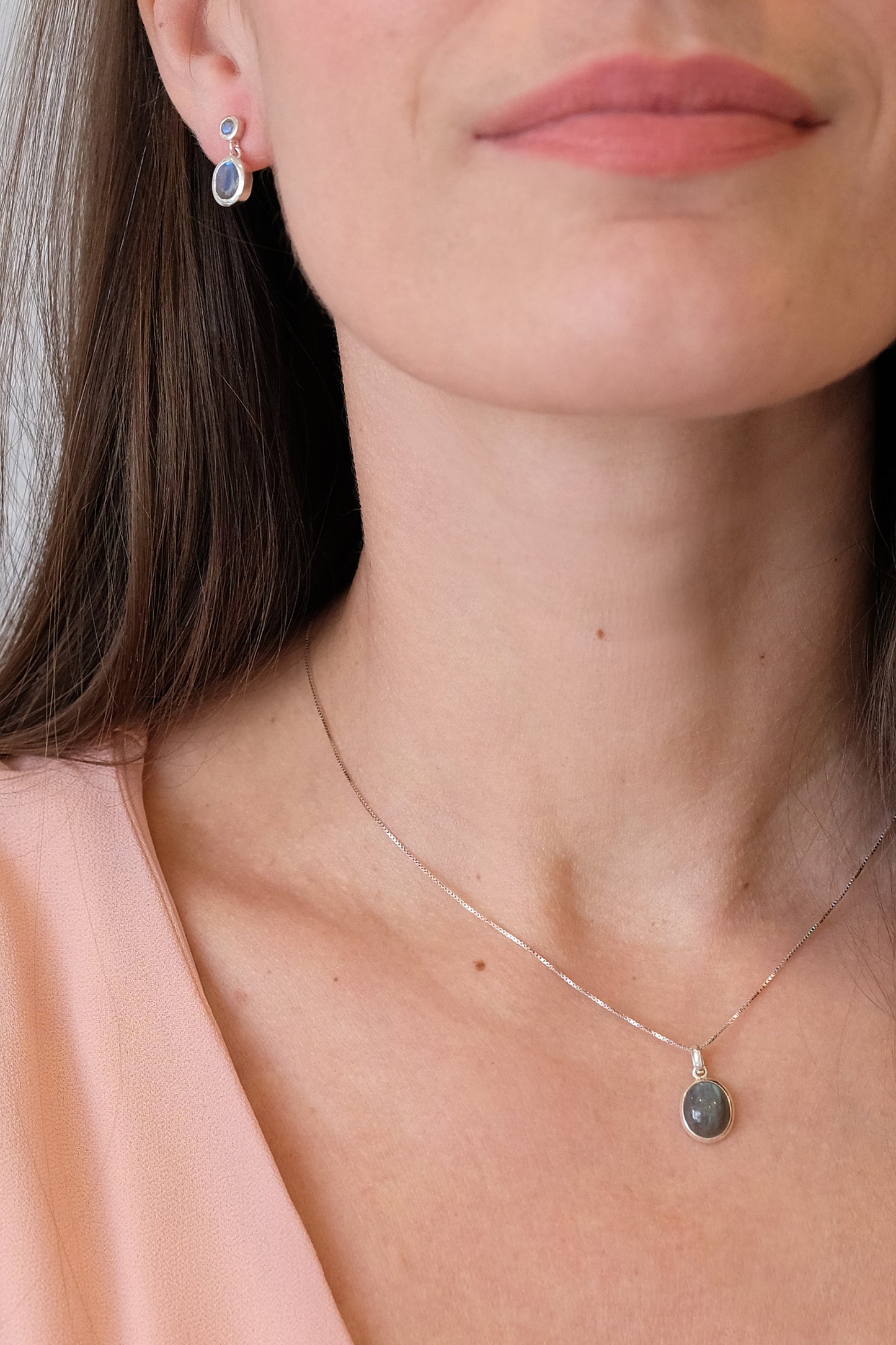 "Selene Fine" Labradorit | extrafeine Venezianerkette | Silber