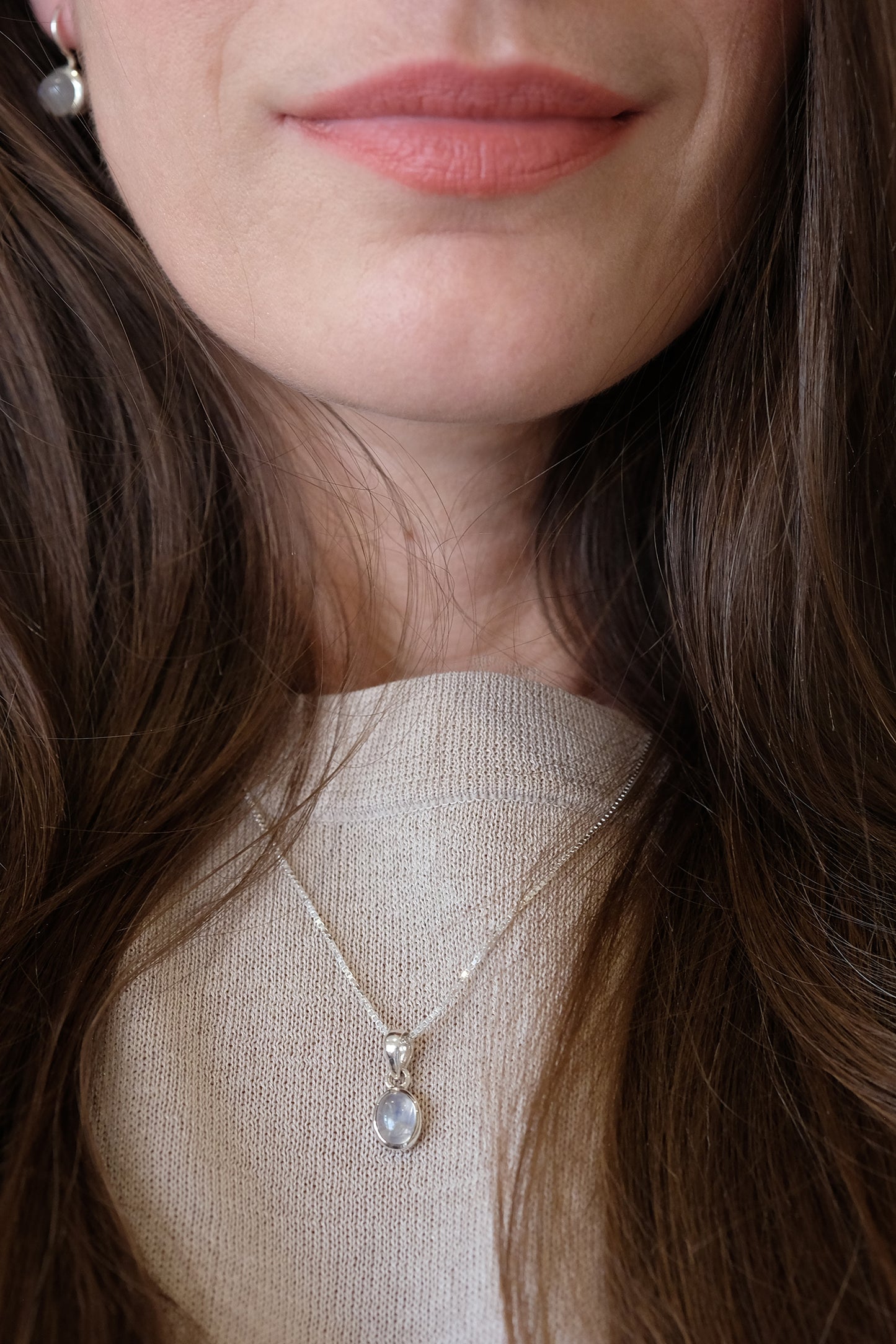 "Selene" S/XS/Mini Regenbogen-Mondstein | Venezianerkette | Silber