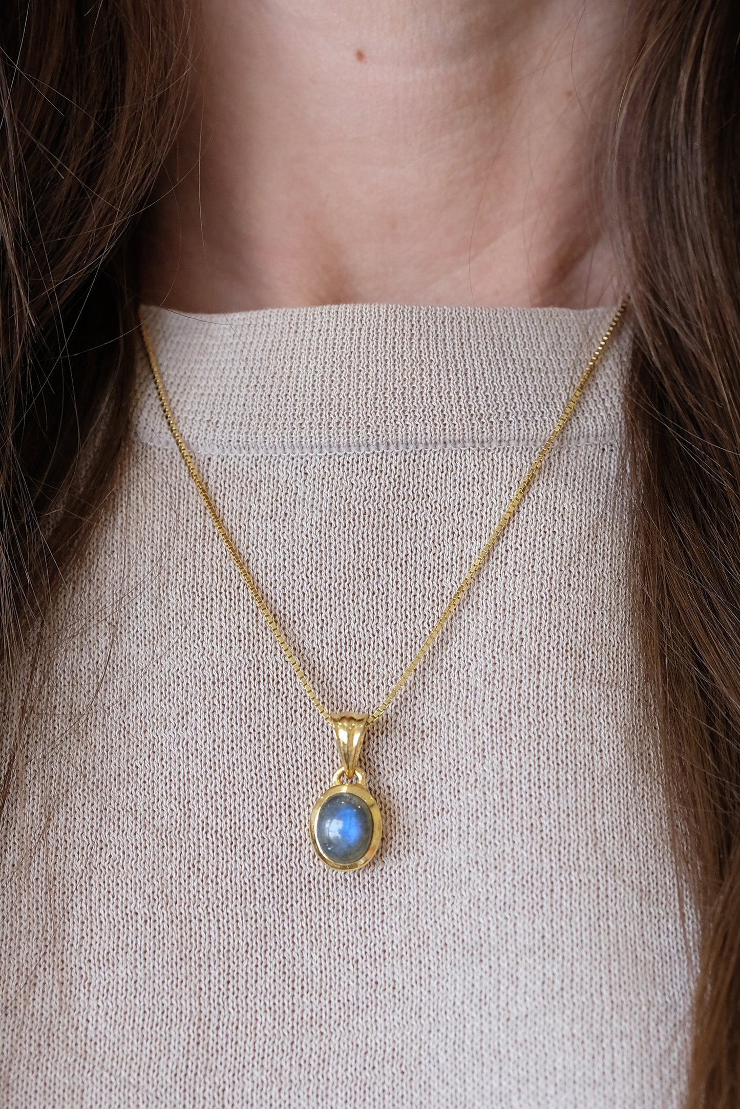 "Selene Grace" Labradorit | Venezianerkette | Gold
