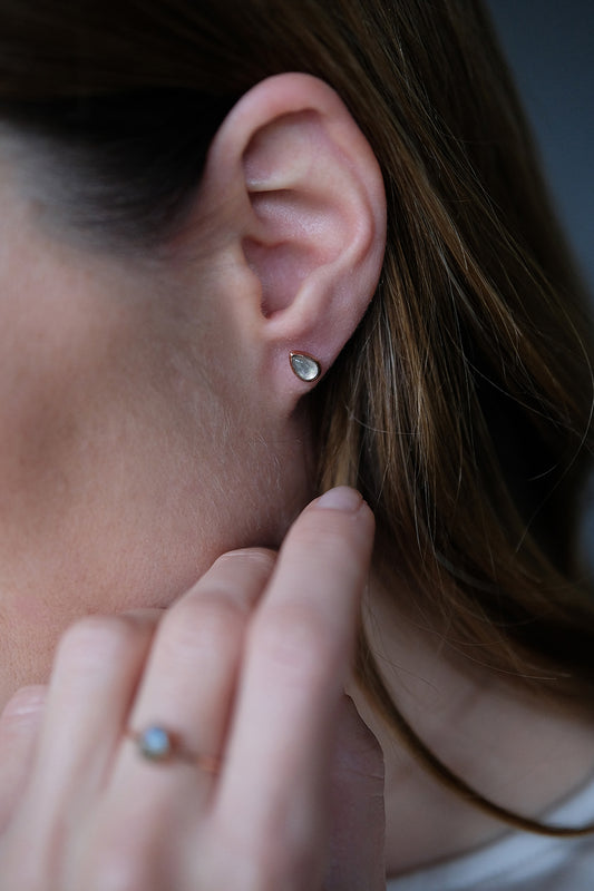 "Nova" Labradorit | Ohrstecker | Roségold