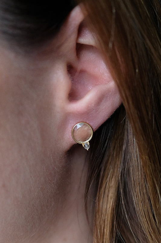 "Luna Soleil" Lemonquarz & Labradorit | Ohrstecker | Gold