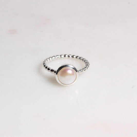 Perle | Kugelring | Silber - Einzelstück Größe 54