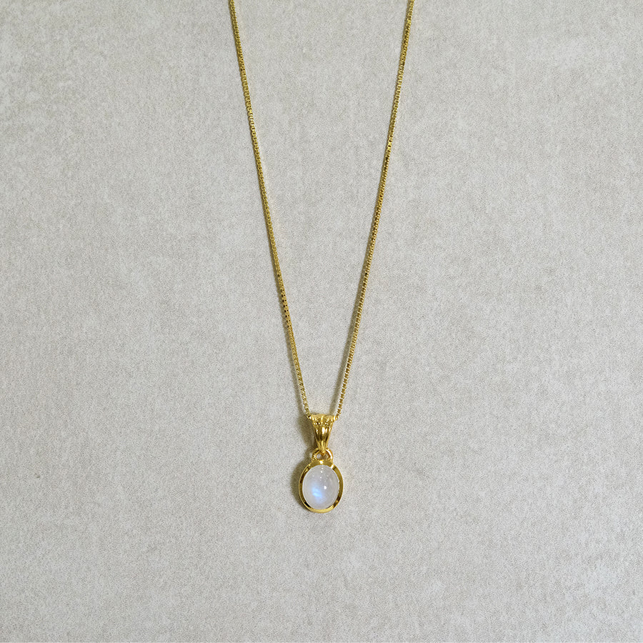 "Selene Grace" Regenbogen-Mondstein | Venezianerkette | Gold