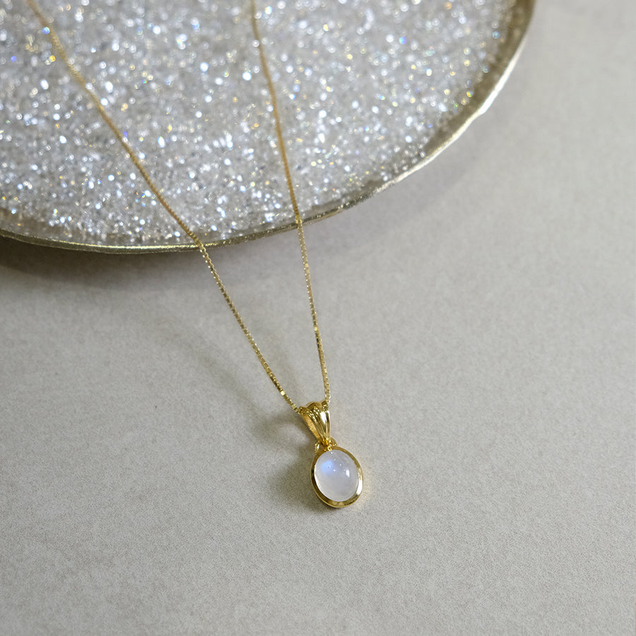 "Selene Grace" Regenbogen-Mondstein | Venezianerkette | Gold