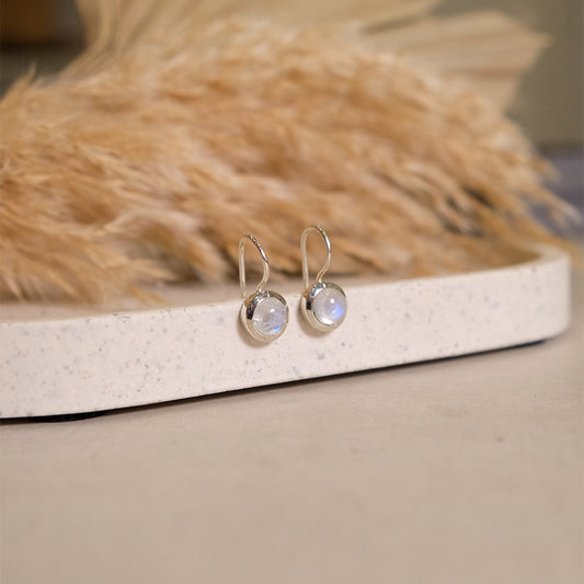 "Luna" Regenbogen-Mondstein | Ohrhänger | Silber