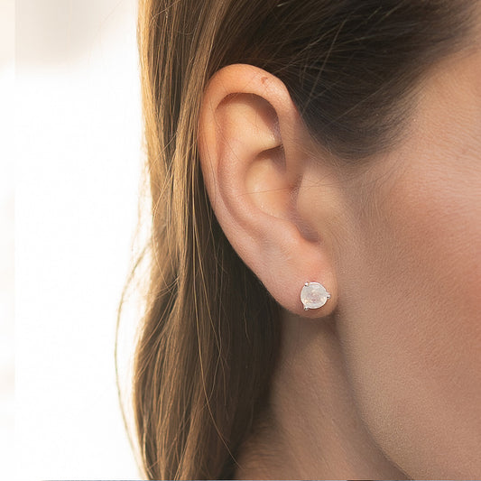 "Luna" Regenbogen-Mondstein | Ohrstecker | Silber