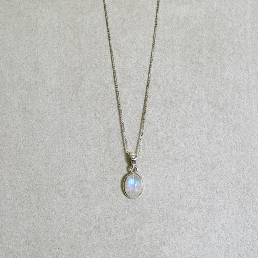 "Selene" M/L Regenbogen-Mondstein | Venezianerkette | Silber