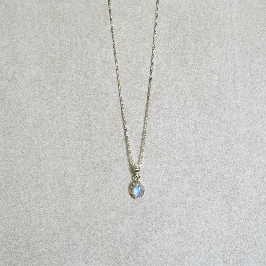 "Selene" S/XS/Mini Regenbogen-Mondstein | Venezianerkette | Silber