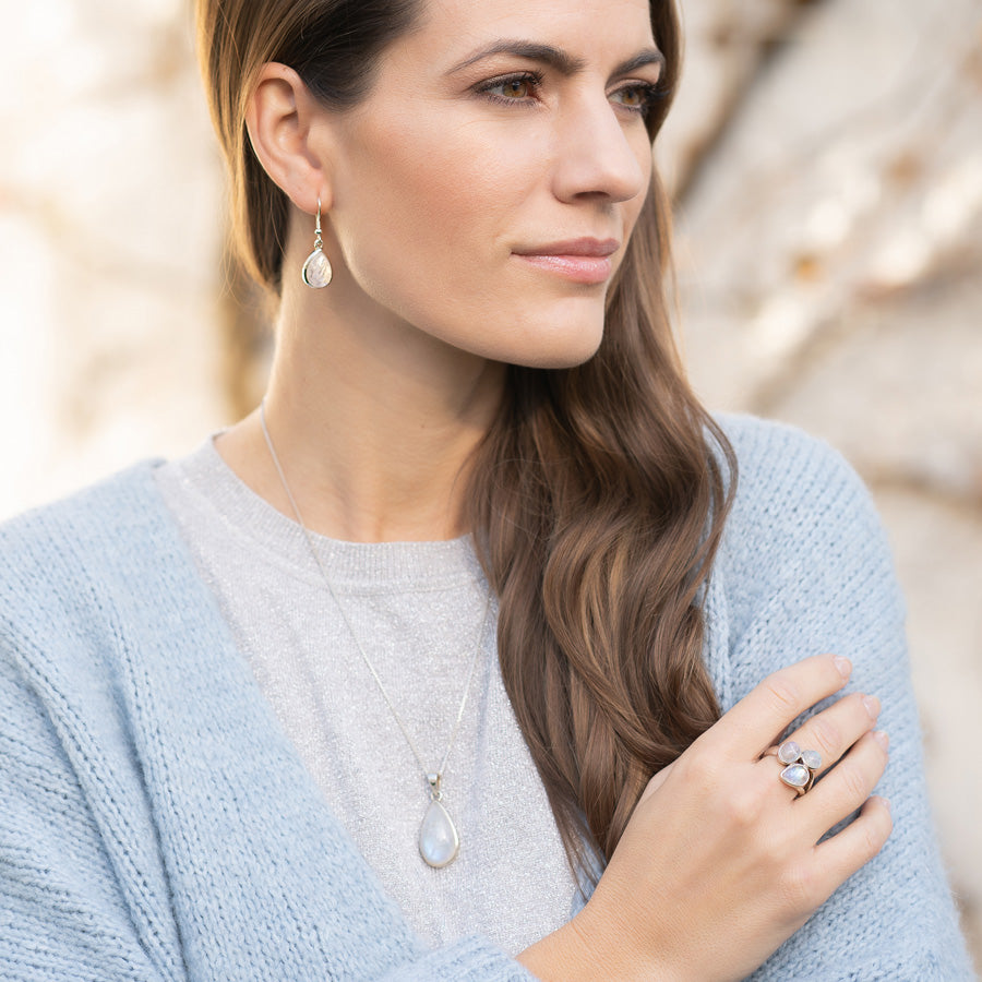 "Nova" XL Regenbogen-Mondstein | Venezianerkette | Silber