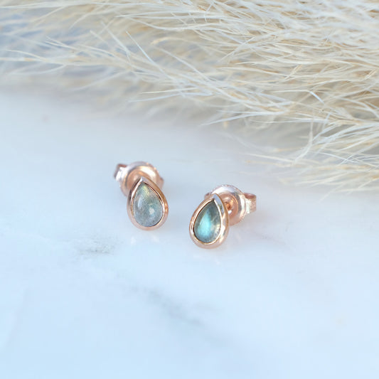 "Nova" Labradorit | Ohrstecker | Roségold