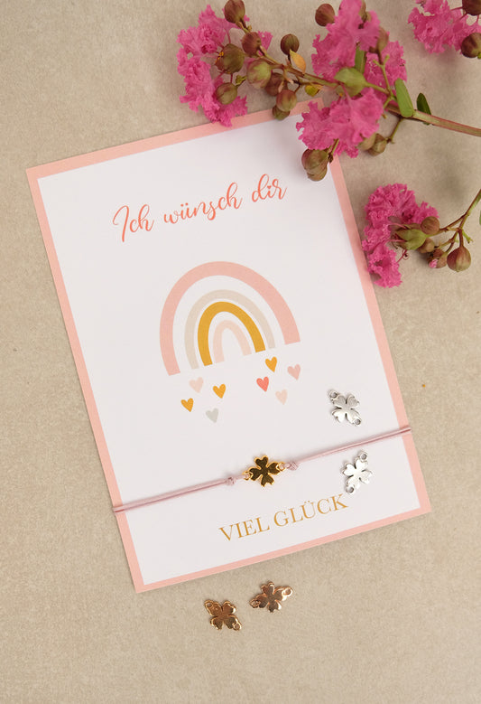 Armband Kleeblatt | Geschenkkarte | Metall