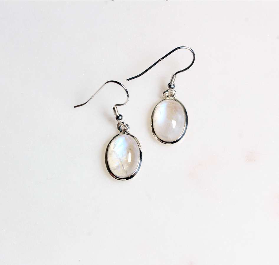 Ohrhänger Mondstein Oval