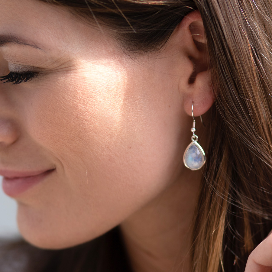 Regenbogenmondstein Ohrringe Tropfen