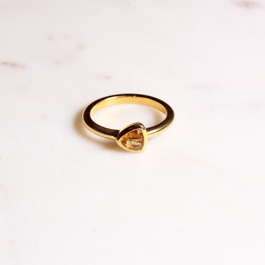Citrin Ring Triangel Gold