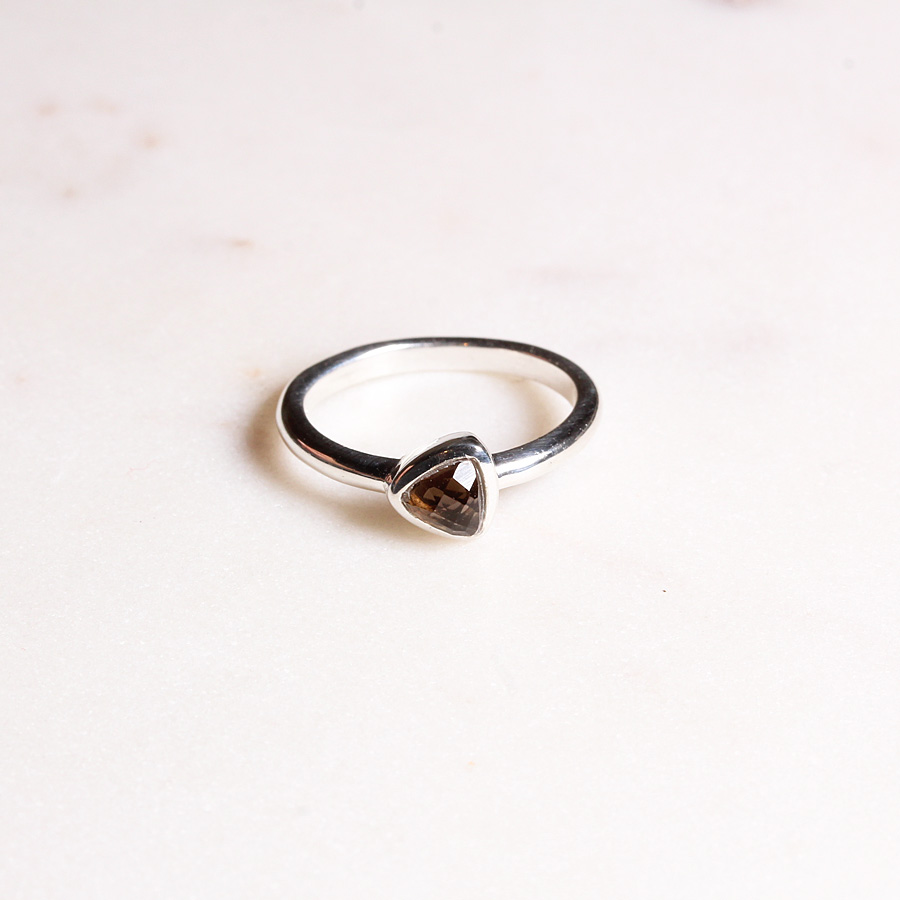 Rauchquarz Ring Triangel Silber