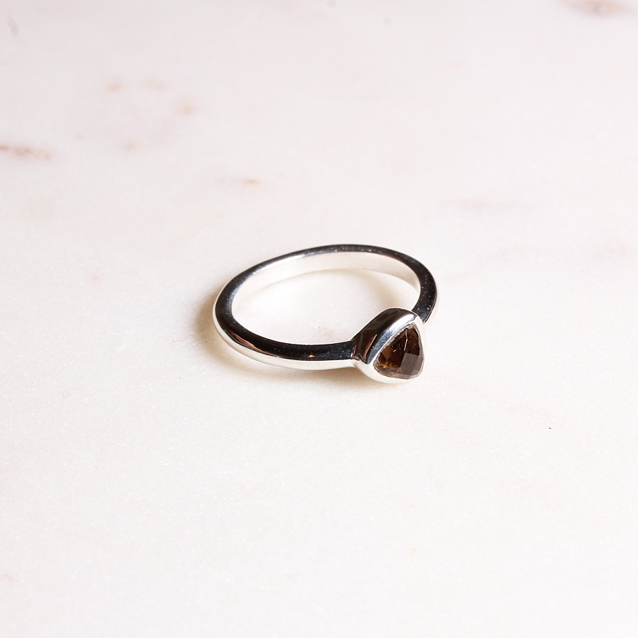 Rauchquarz Ring Triangel Silber