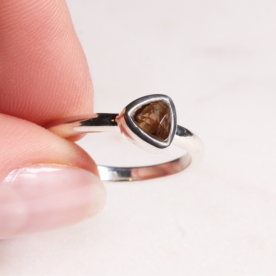 Rauchquarz Ring Triangel Silber