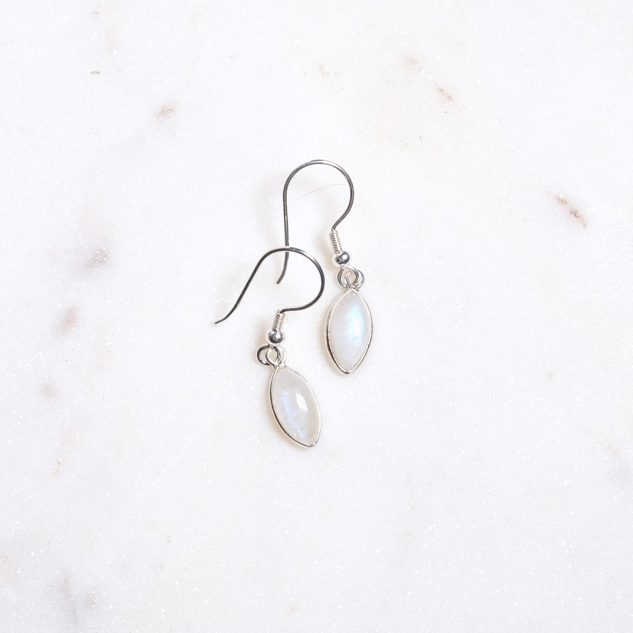 Ohrringe Regenbogen Mondstein Oval Silber