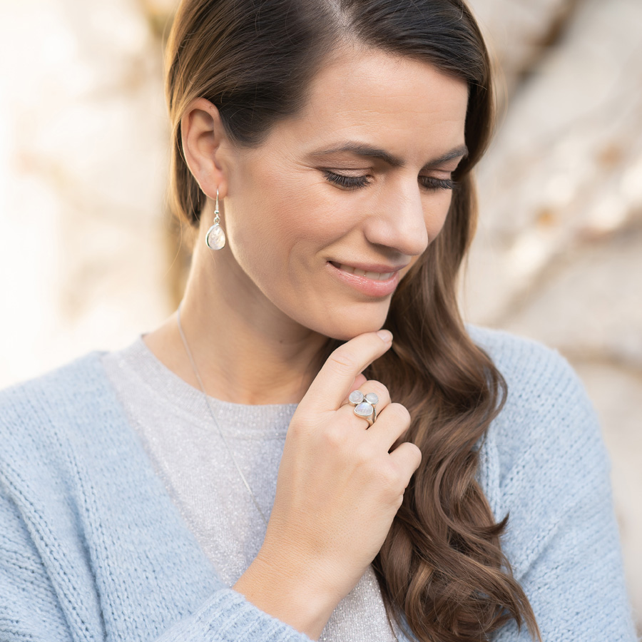Regenbogen Mondstein Tropfen Ohrhänger