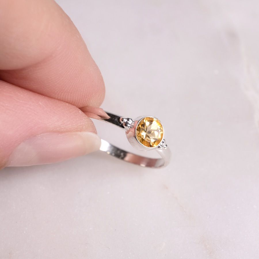 Dots Citrin Ring 925 Silber