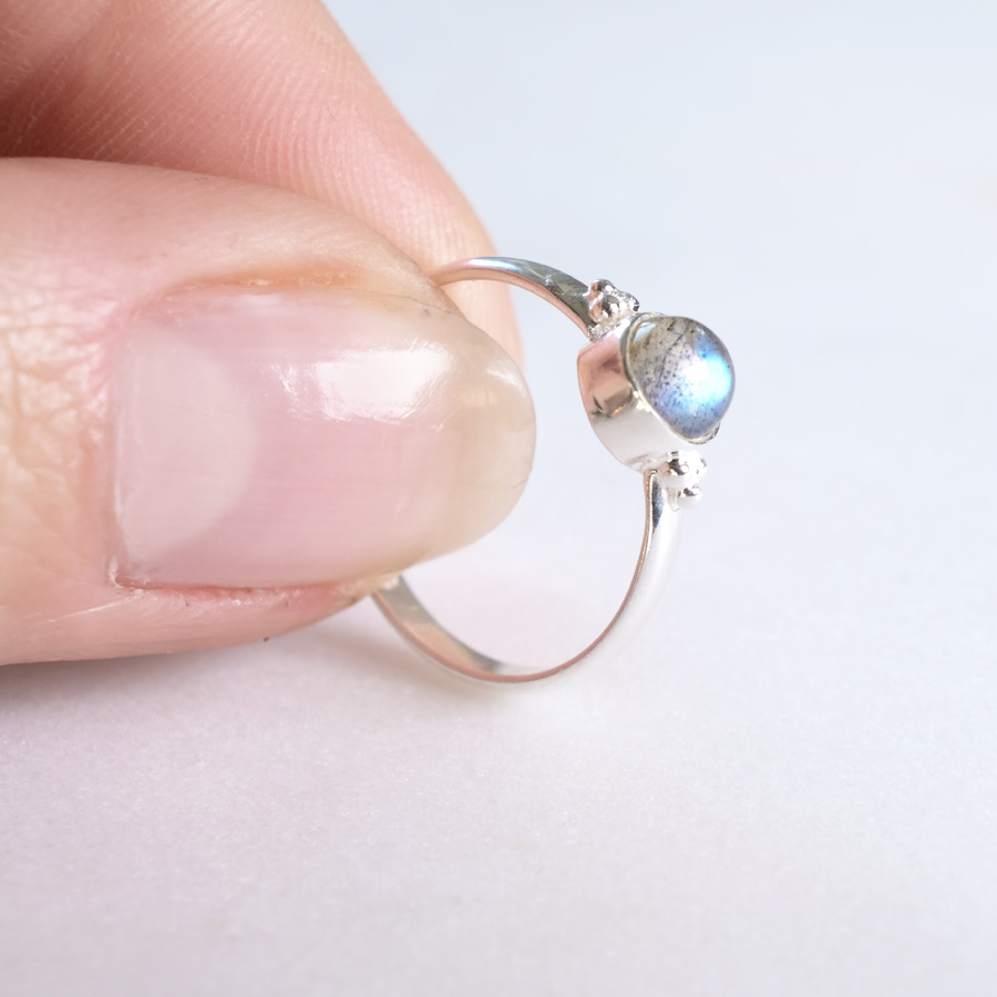 Dots Labradorit Ring 925 Silber