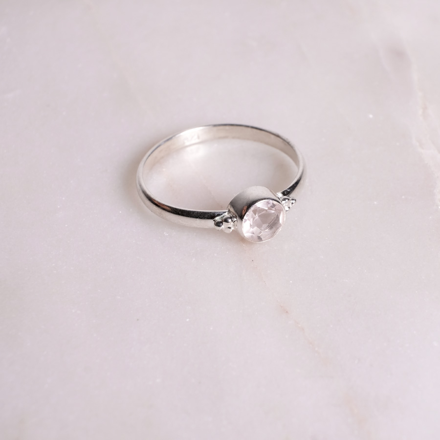 Dots Rosenquarz Ring 925 Silber